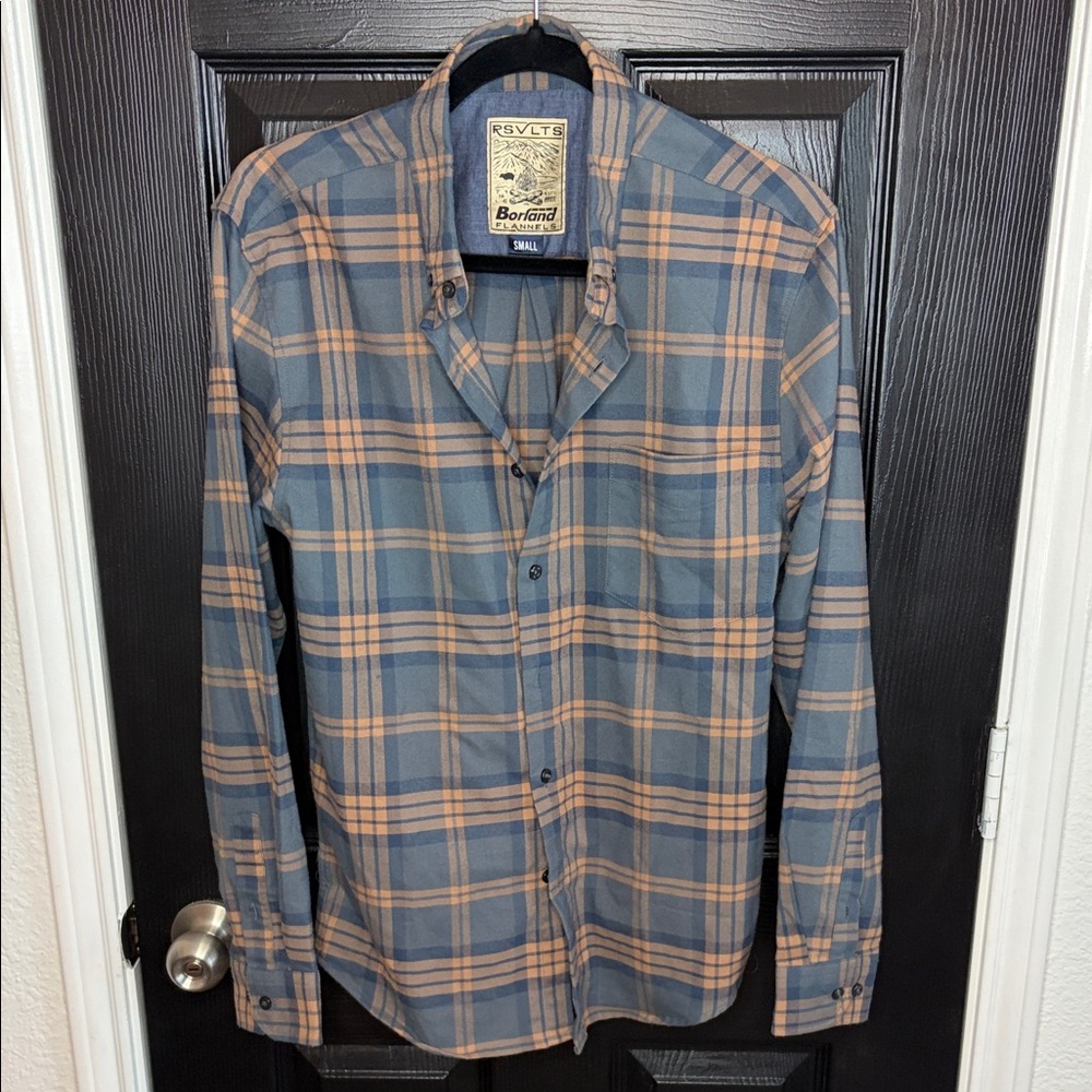 RSVLTS Plaid Button Down Shirt in Blue and Tan